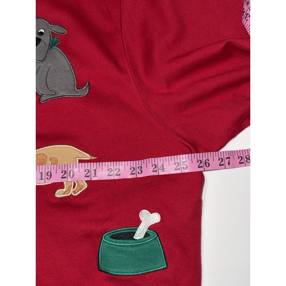Vtg Bechamel Embroidered Dog Novelty Top Button Sweater Shirt Cardigan Red 2X - Picture 11 of 13
